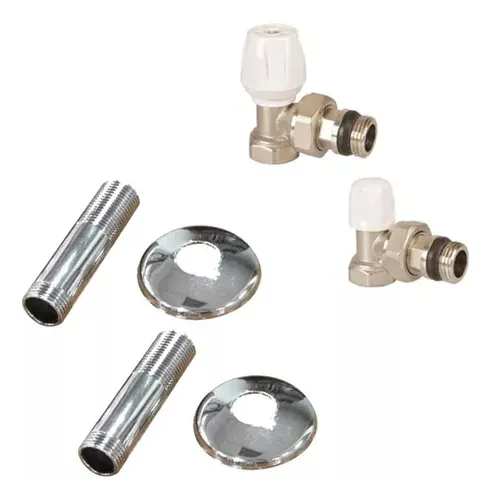 Conjunto de válvula y detentor + niple con rosetas